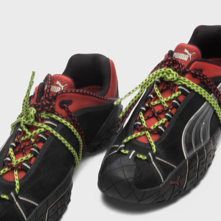 Puma Low-Top Sneakers - Black & Red with Rope Lace Details