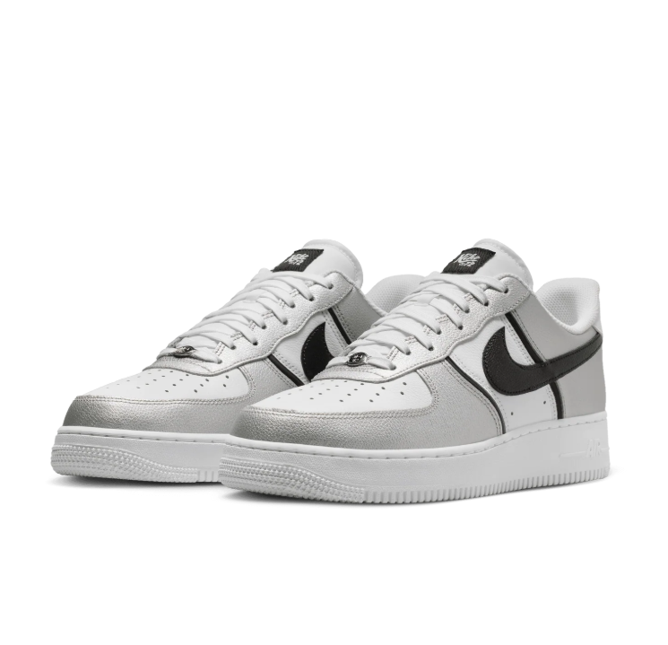 Nike Low-Top Sneakers - White & Metallic Silver with Black Details