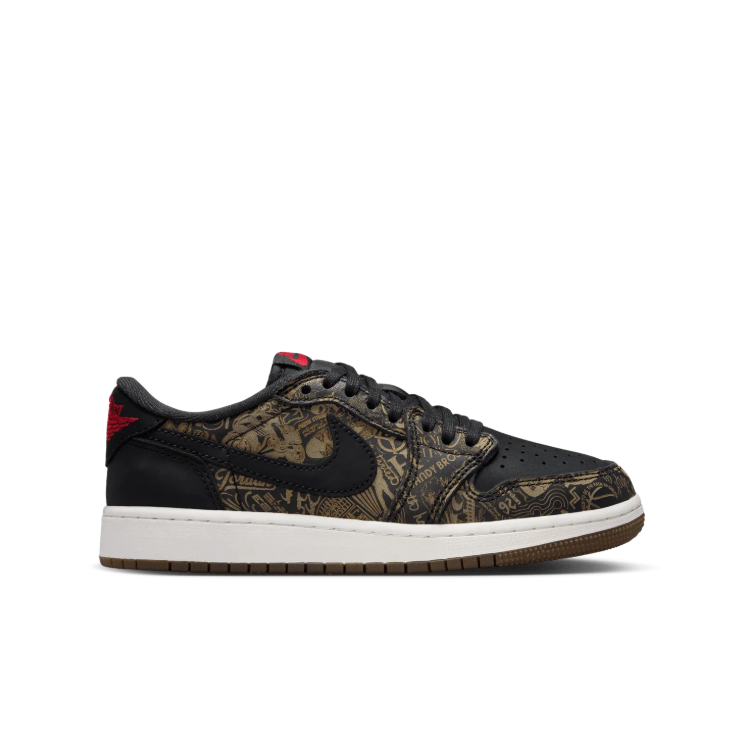 Jordan Low-Top Sneakers - Black & Bronze Graphic Print