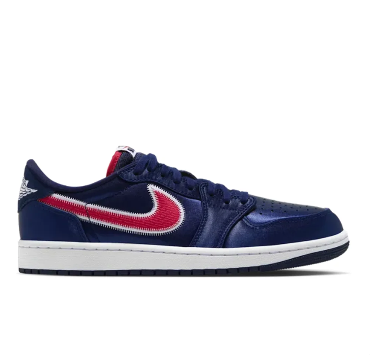 Jordan Low-Top Sneakers - Navy & Red Stitched Swoosh