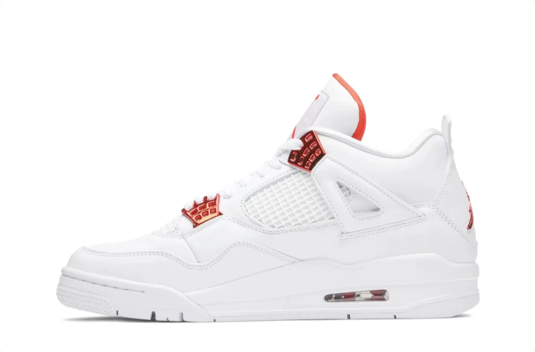 Air Jordan 4 Retro White & Metallic Red Sneakers