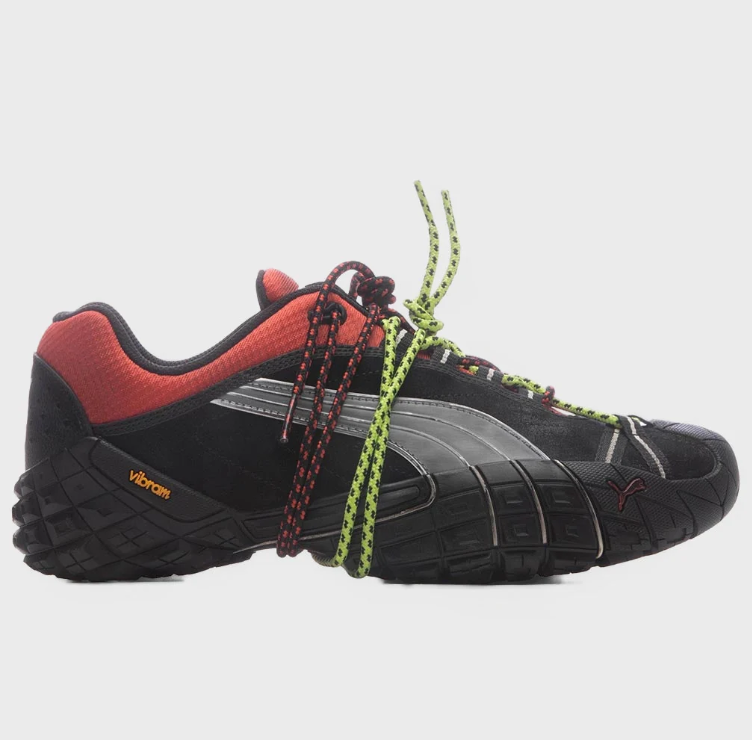 Puma Low-Top Sneakers - Black & Red with Rope Lace Details