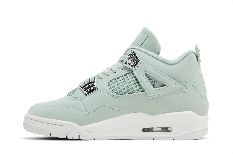 Air Jordan 4 Mint Green & Metallic Silver Sneakers
