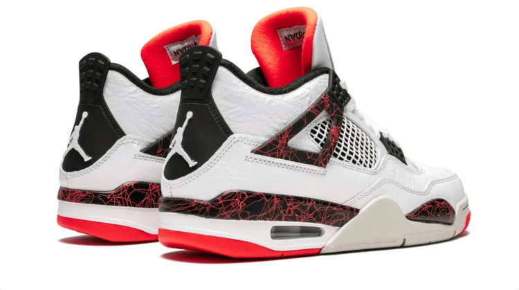 Air Jordan 4 White & Red Crackle-Detail Sneakers
