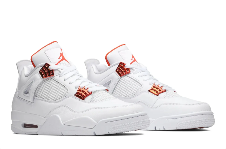 Air Jordan 4 Retro White & Metallic Red Sneakers