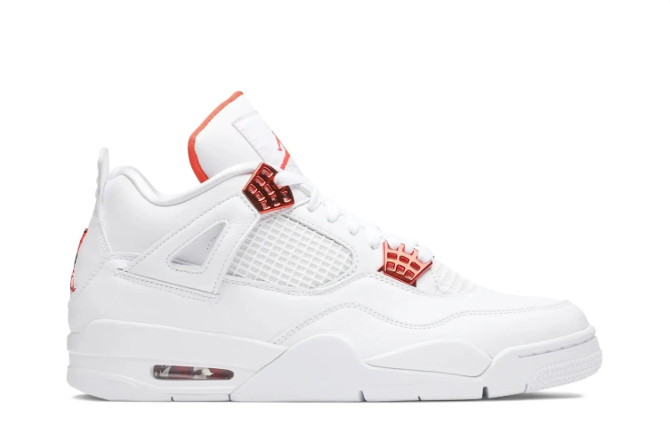 Air Jordan 4 Retro White & Metallic Red Sneakers