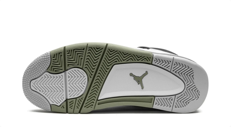 Air Jordan 4 White, Sage Green & Black Sneakers