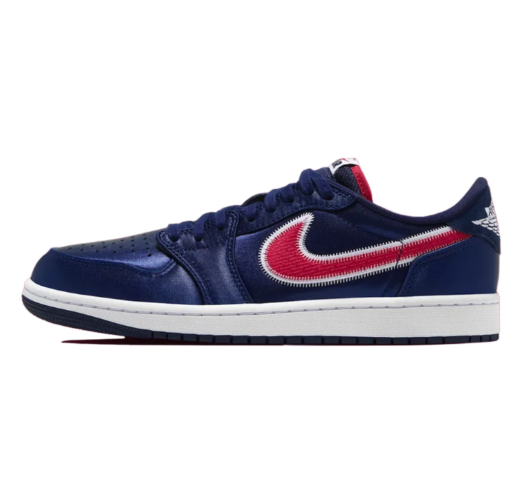 Jordan Low-Top Sneakers - Navy & Red Stitched Swoosh