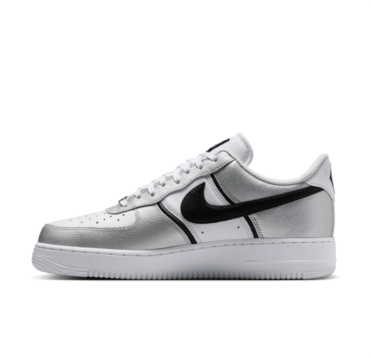 Nike Low-Top Sneakers - White & Metallic Silver with Black Details