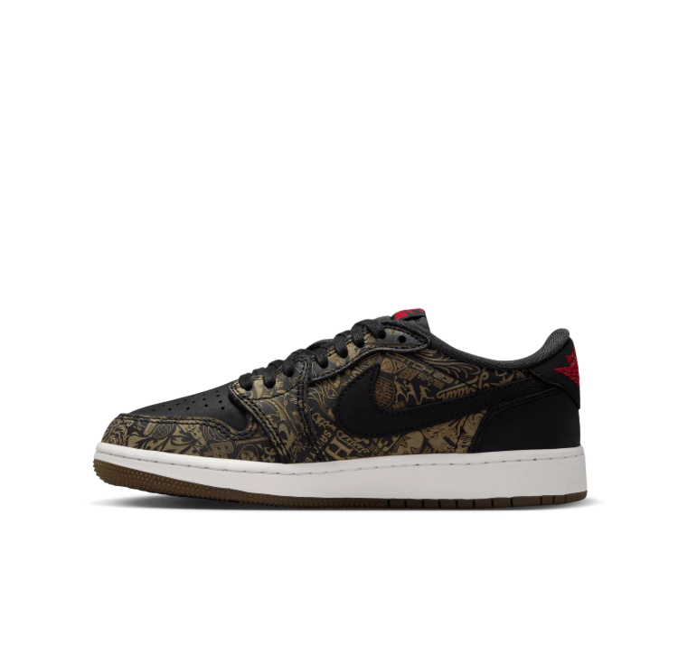 Jordan Low-Top Sneakers - Black & Bronze Graphic Print