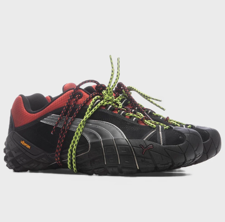 Puma Low-Top Sneakers - Black & Red with Rope Lace Details