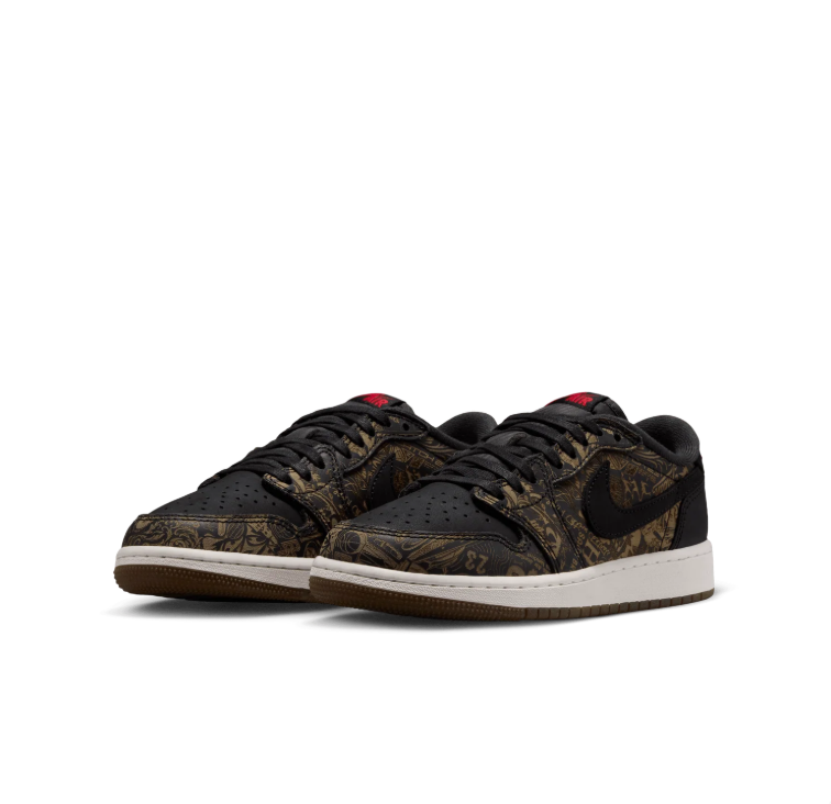 Jordan Low-Top Sneakers - Black & Bronze Graphic Print
