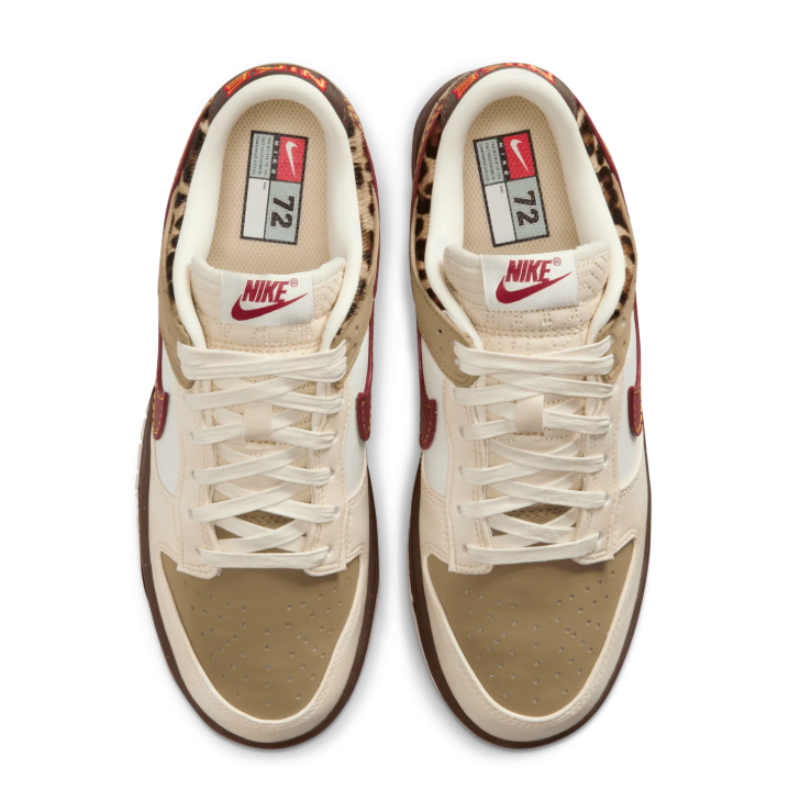 Nike Low-Top Sneakers - Cream & Khaki with Burgundy Details