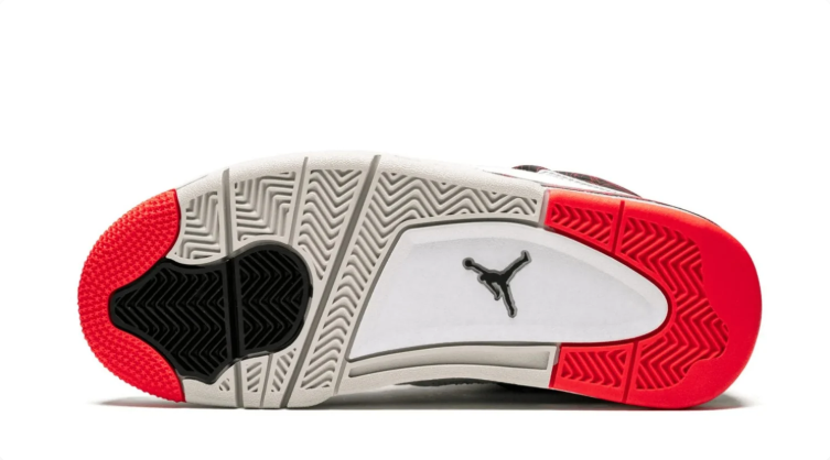 Air Jordan 4 White & Red Crackle-Detail Sneakers
