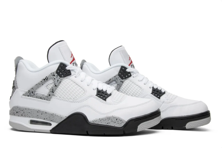 Air Jordan 4 Retro White & Speckled Grey Sneakers