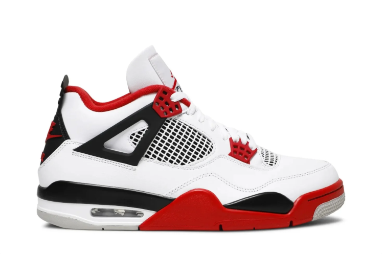 Air Jordan 4 Retro White, Red & Black Sneakers