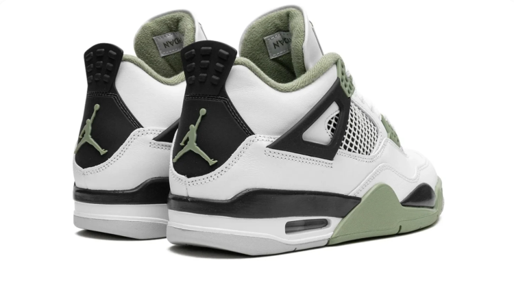 Air Jordan 4 White, Sage Green & Black Sneakers