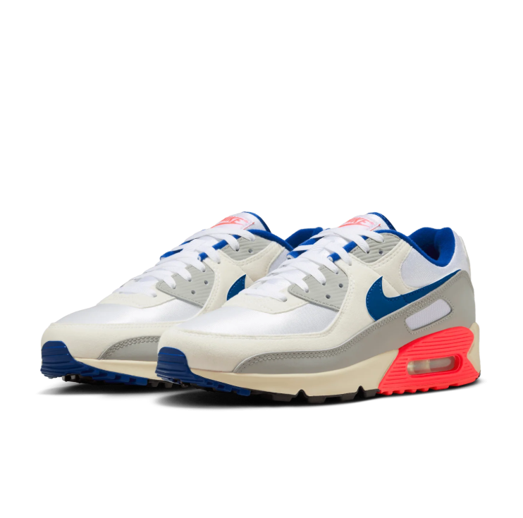Nike Low-Top Sneakers - White, Grey & Blue with Coral Accents