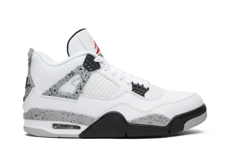 Air Jordan 4 Retro White & Speckled Grey Sneakers