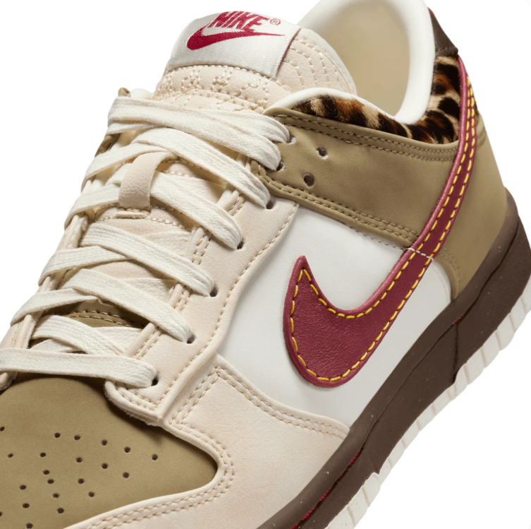 Nike Low-Top Sneakers - Cream & Khaki with Burgundy Details