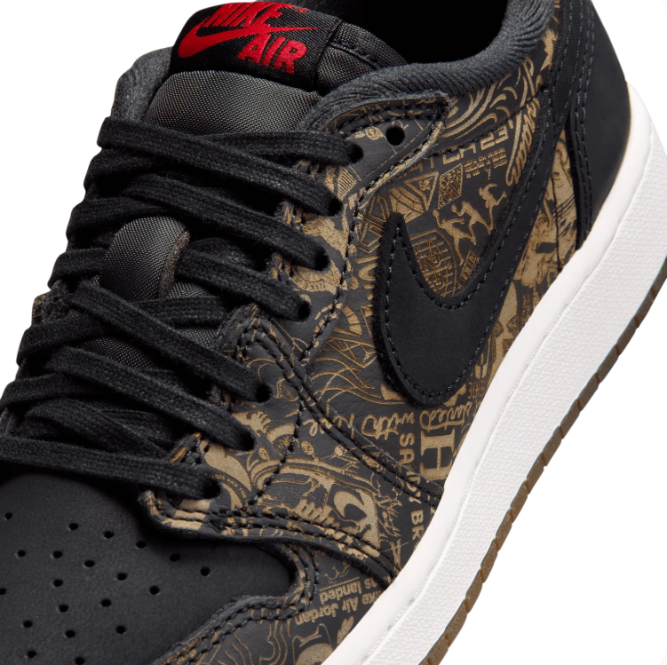 Jordan Low-Top Sneakers - Black & Bronze Graphic Print