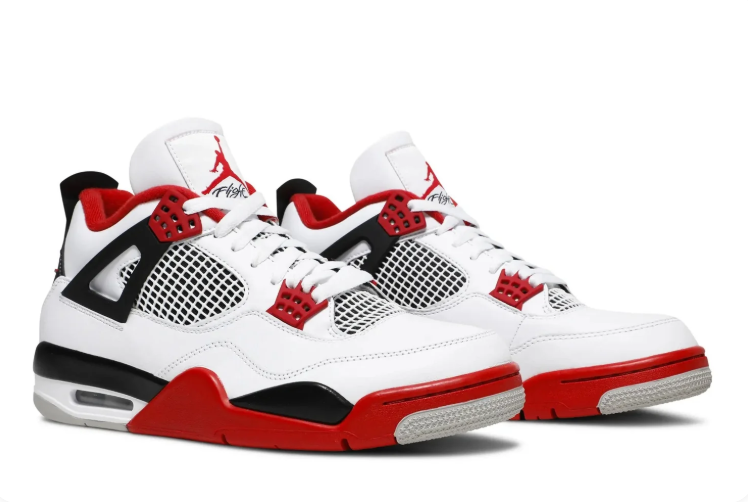 Air Jordan 4 Retro White, Red & Black Sneakers