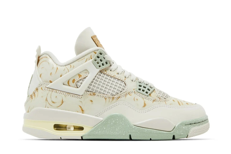 Air Jordan 4 Retro Cream, Mint & Gold Sneakers