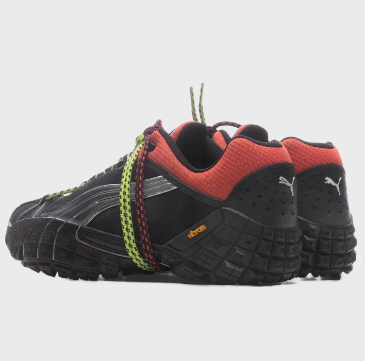 Puma Low-Top Sneakers - Black & Red with Rope Lace Details